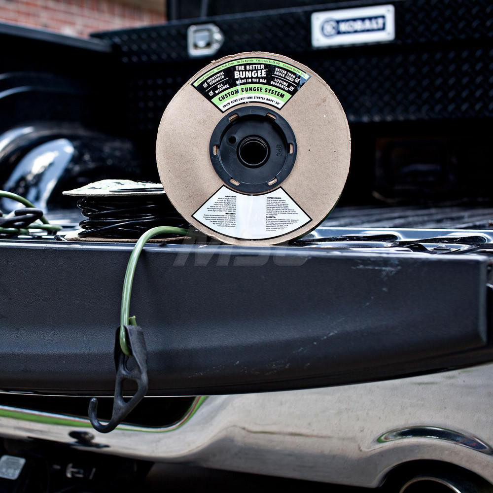 Adjustable Bungee Strap Tie Down: Adjustable Nylon Hooks, Non-Load Rated - 50" OAL, Black