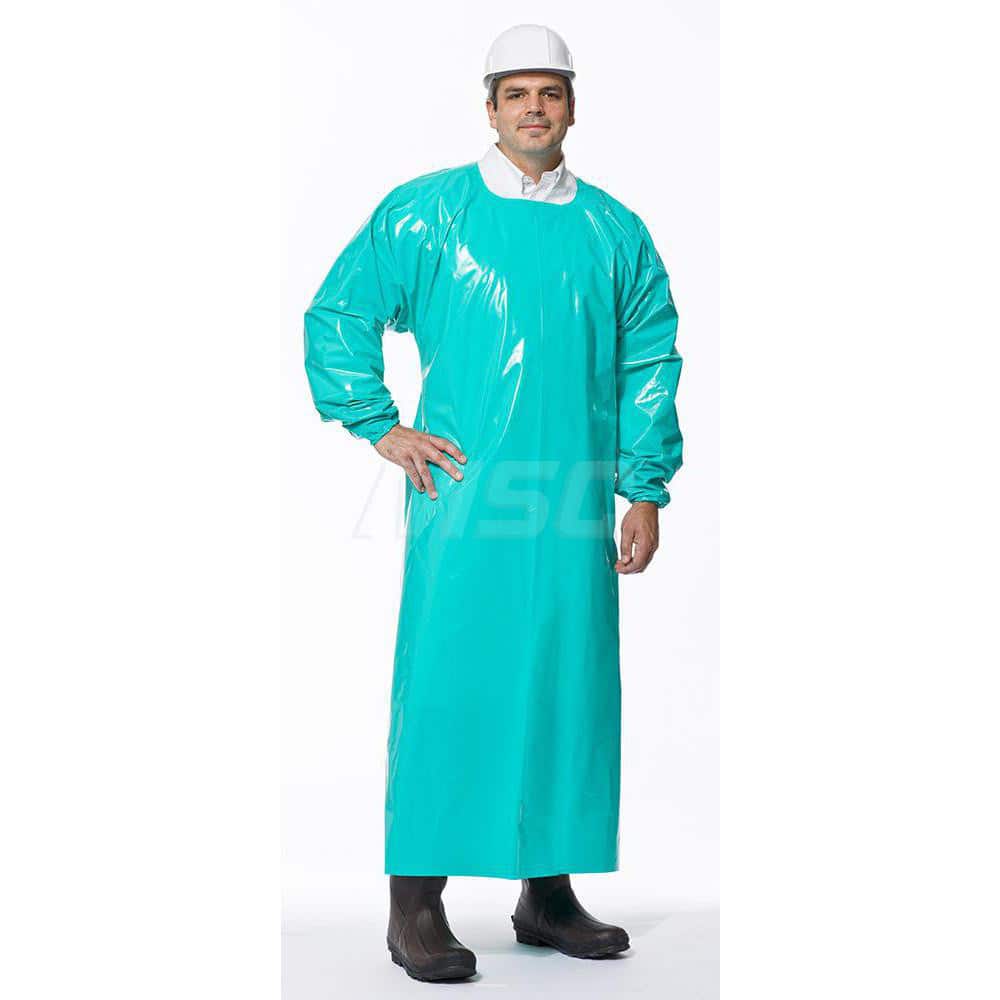 Disposable & Chemical-Resistant Apron: Size Large, 55" Length, 4 mil Thick, Green
