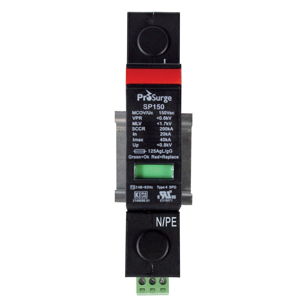 Hardwired Surge Protectors; Voltage: 240 ; Nominal Discharge Current (kA): 20.00 ; Maximum Continuing Operating Voltage: 320 VAC ; Short Circuit Current (kA): 200 ; Surge Protection Capacity (kA): 50 ; Mounting Type: DIN Rail