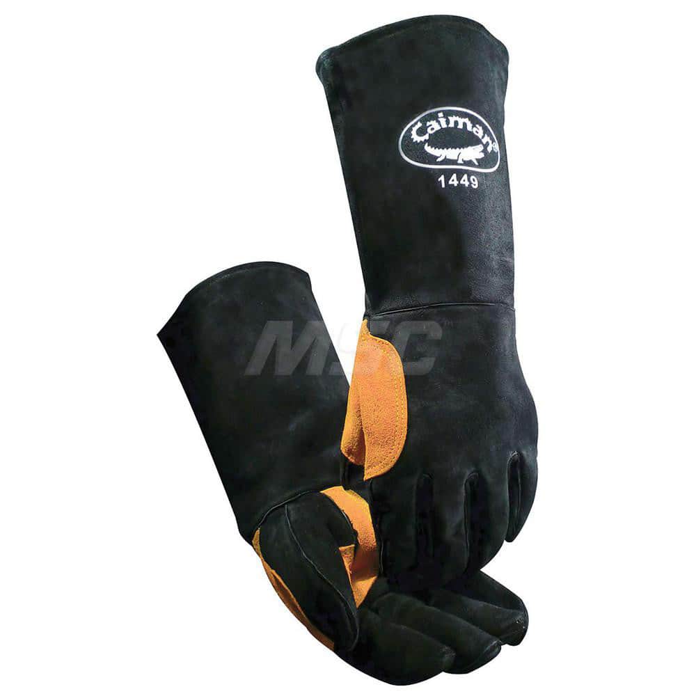 Welding Gloves: Size Large, Uncoated Coated, Split Cowhide Leather