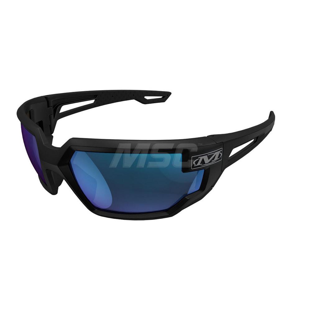 Safety Glass: Anti-Fog & Scratch-Resistant, Polycarbonate, Blue Mirror Lenses, Full-Framed