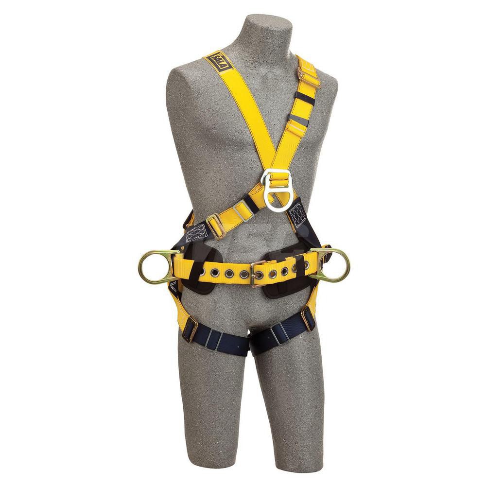 Fall Protection Harnesses: 420 Lb, Cross-Over Style, Size Small, For Climbing, Polyester, Back Front & Side