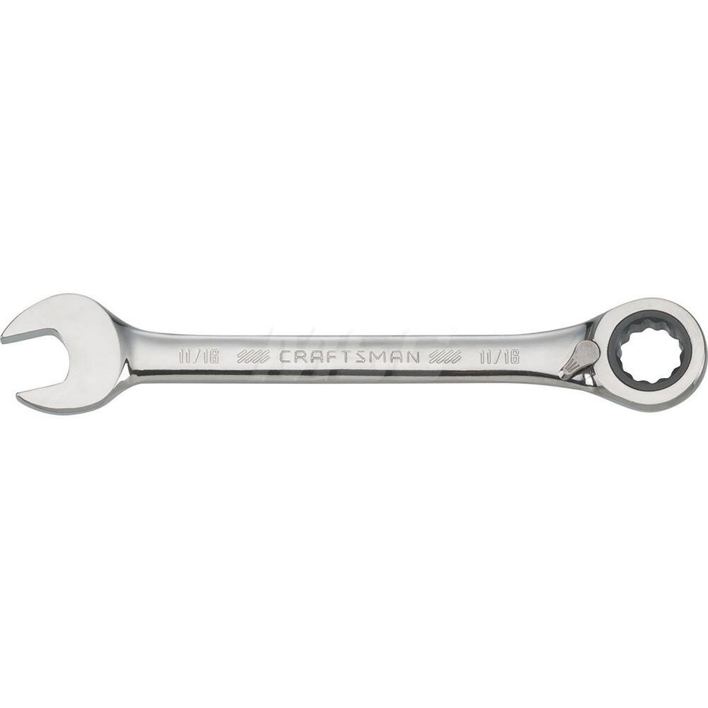 Combination Wrench: 11/16" Head Size - Steel, Polished Chrome Finish