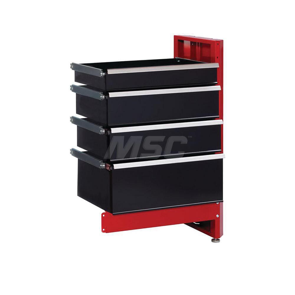 Stationary Work Bench: 29-1/2" Wide, 18" Deep, 40-1/4" High, Black & Red