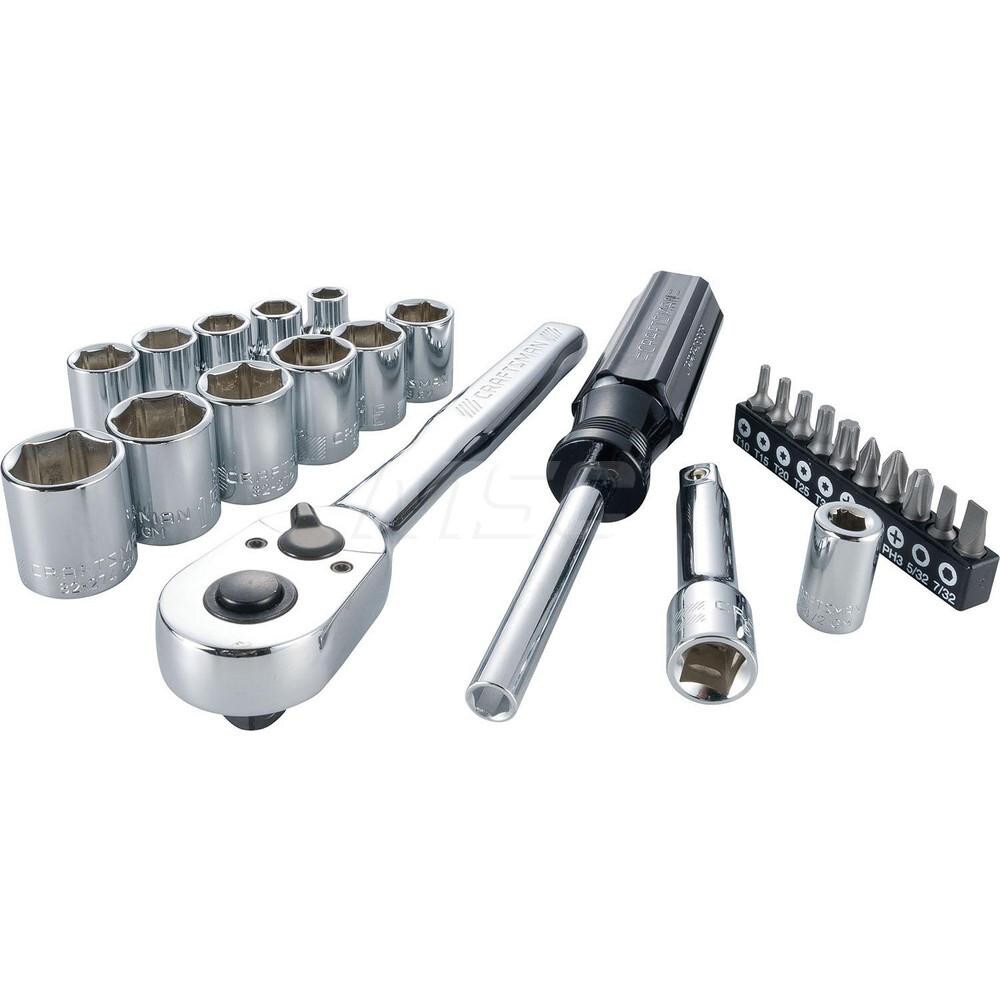 Combination Hand Tool Set: 1/4" 3/8" Drive