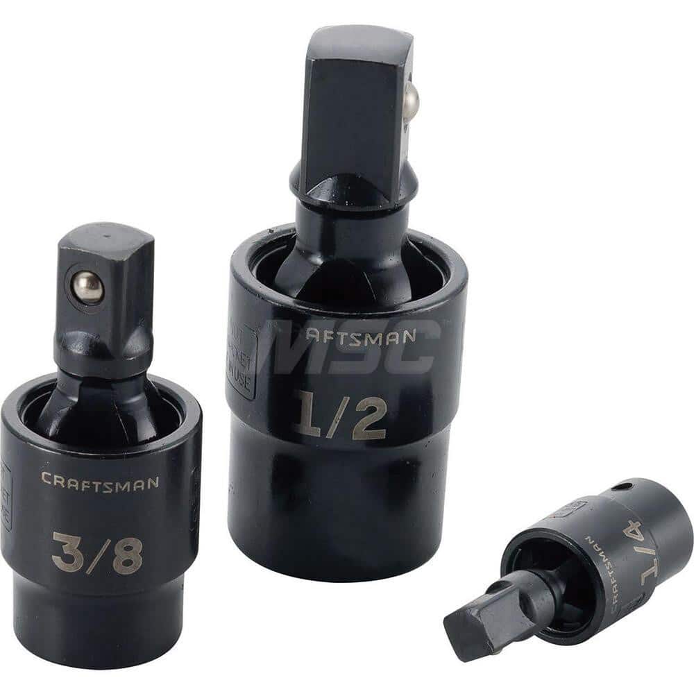 Craftsman CMMT57569 Socket Adapter & Universal Sets; Type: Universal Joint ; Universal Size (Inch): 1/4, 3/8, 1/2 ; Adapter Size (Inch): 3/8 ; Number of Pieces: 3.000 