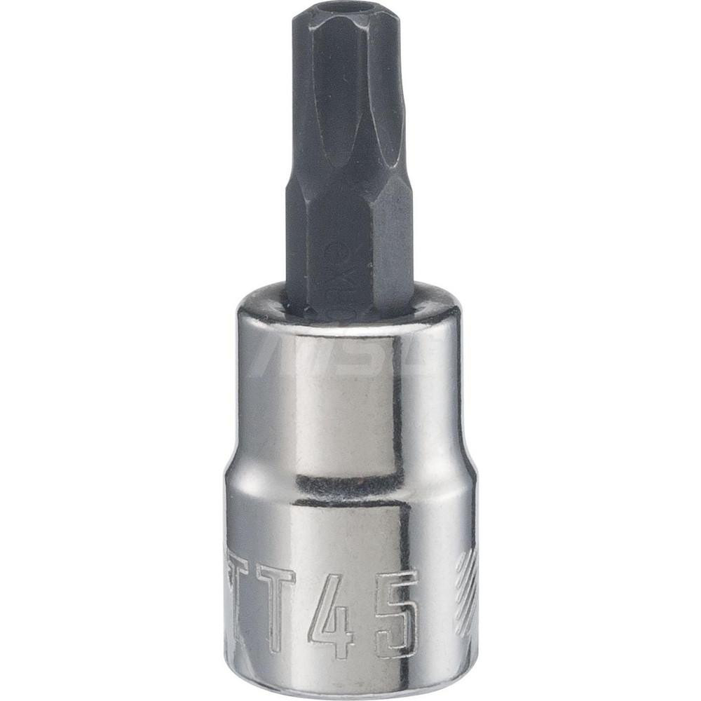 Hand Torx Bit Socket: 3/8" Drive, T45 - 1.9000" OAL