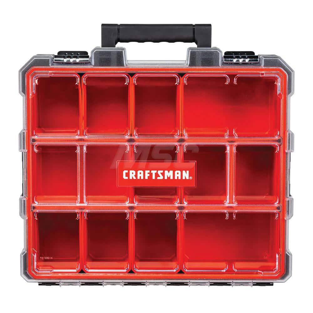 Small Parts Boxes & Organizers; Type: Pro Organizers ; Material: Plastic ; Number Of Compartments: 12 ; Height (Decimal Inch): 15.6000 ; Depth (Decimal Inch): 4.6000 ; Width (Decimal Inch - 4 Decimals): 17.6000