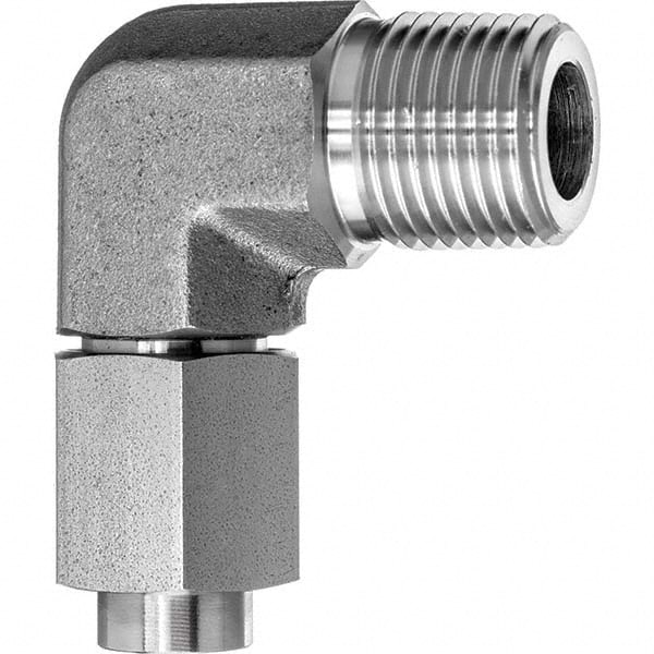 USA Sealing ZUSA-TF-37FL-25 Stainless Steel Flared Tube Male Elbow: 3/8" Tube OD, 3/8 Thread, 37 ° Flared Angle Image