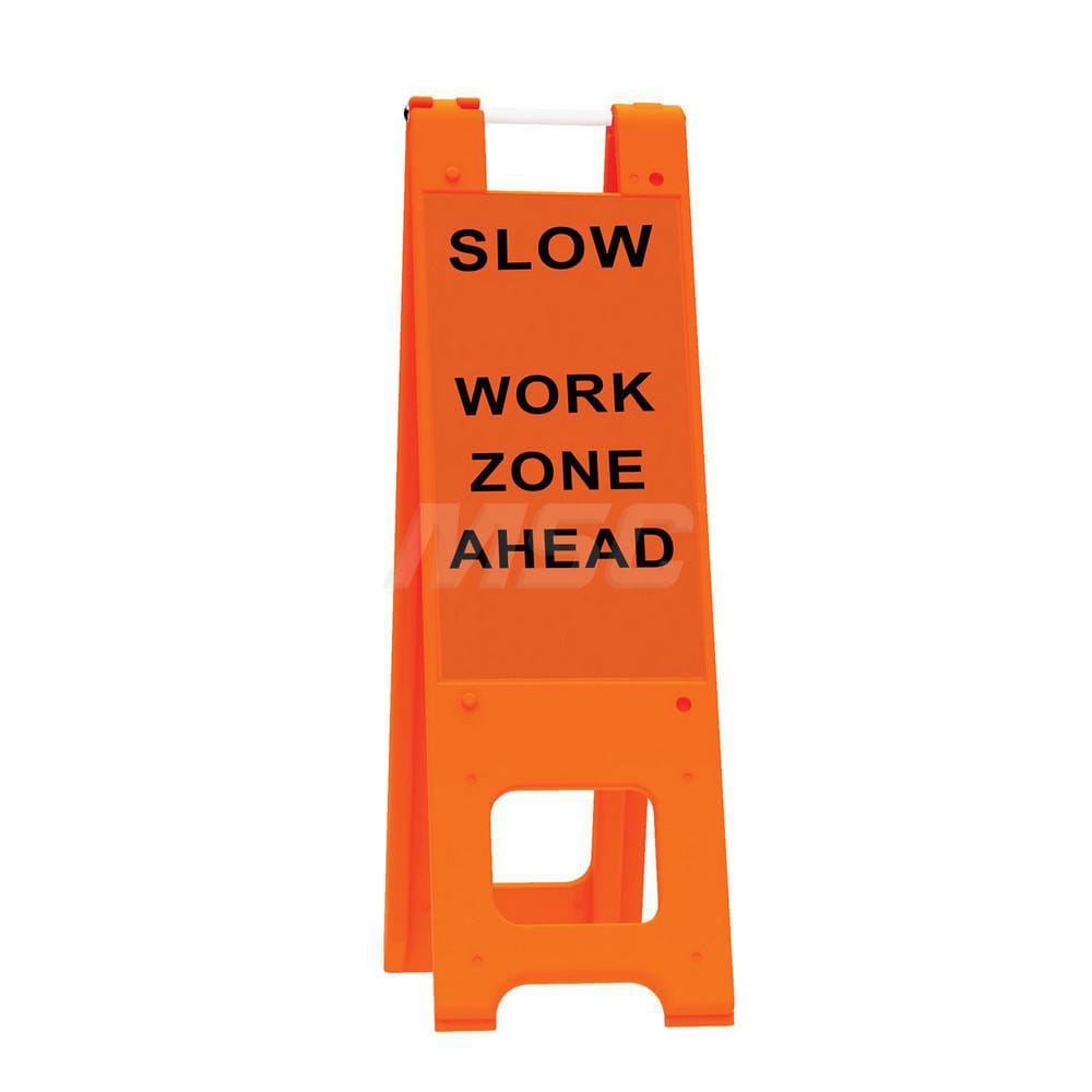 Plasticade Tri-Pod Sign Stand, Powder Coated Orange Steel, for Rigid Signs 36 & 48