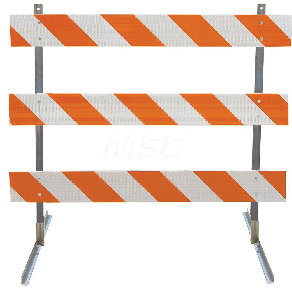 Traffic Barricades; Barricade Height (Inch): 63 ; Material: Galvanized Steel Upright; Plastic Board ; Barricade Width (Inch): 48 ; Reflective: Yes ; Compliance: NCHRP-350; MUTCD ; Weight (Lb.): 16.0000