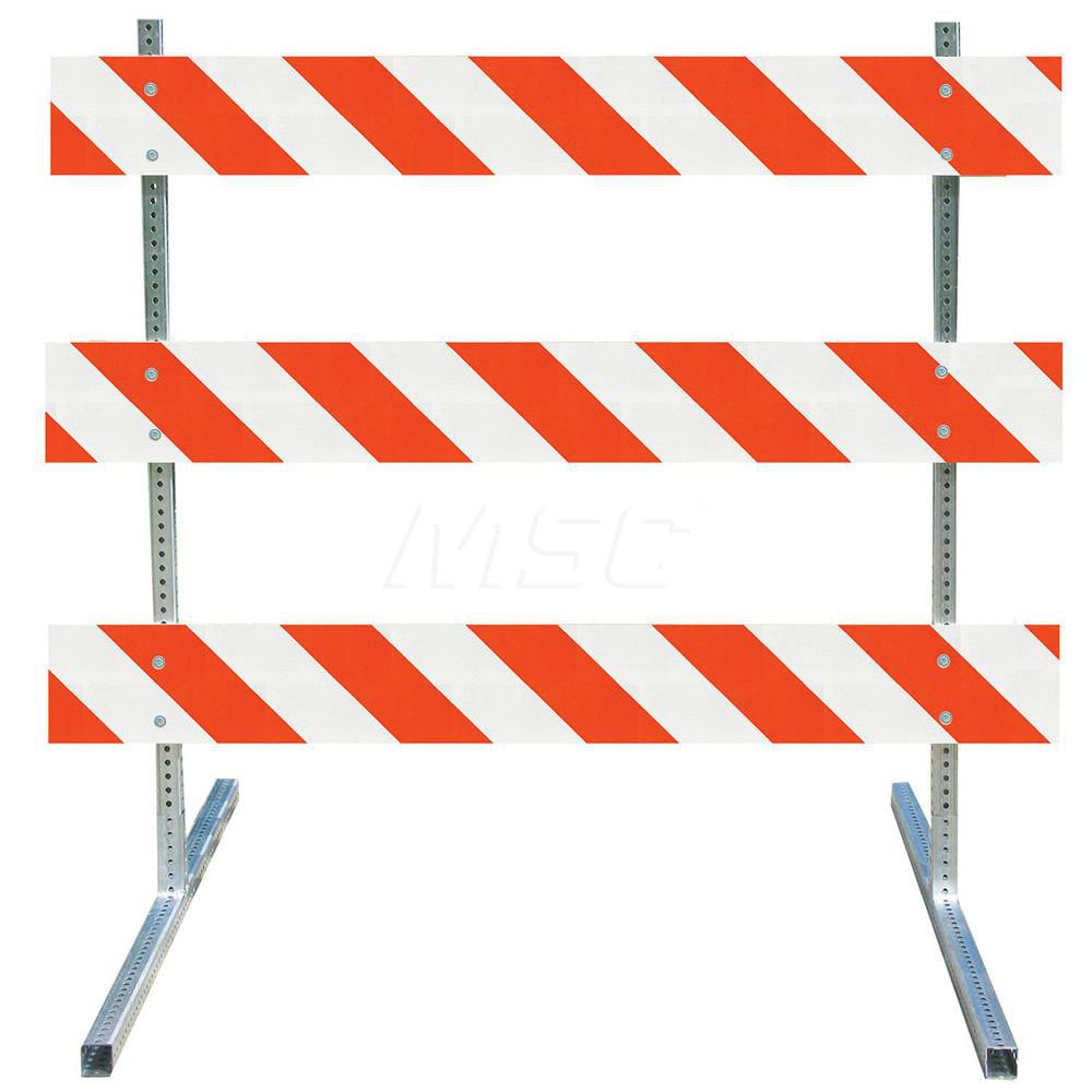 Traffic Barricades; Barricade Height (Inch): 63 ; Material: Galvanized High Carbon Steel Upright & Feet; Plastic Board ; Barricade Width (Inch): 72 ; Reflective: Yes ; Compliance: NCHRP-350; MUTCD ; Weight (Lb.): 19.0000