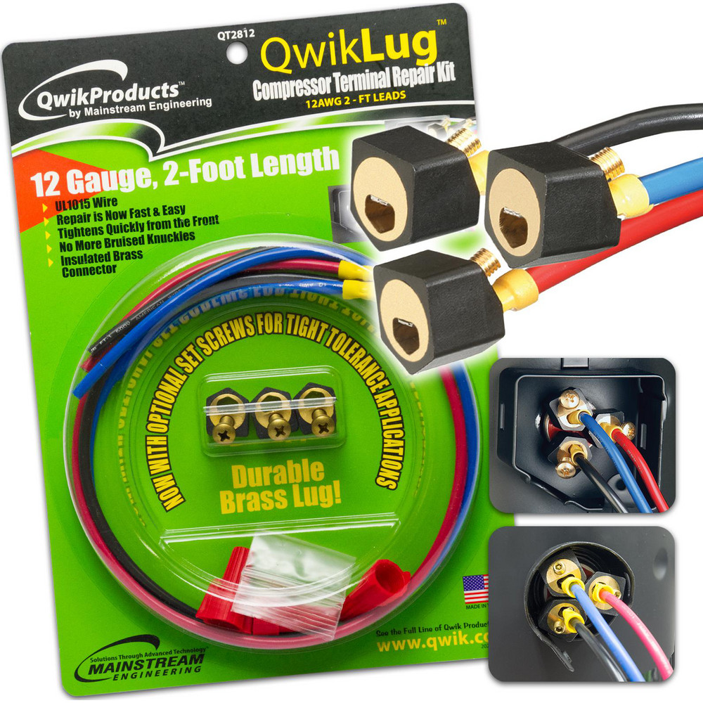 QwikProducts QwikLug Compressor Terminal Repair Kit 12AWG 2FT Leads