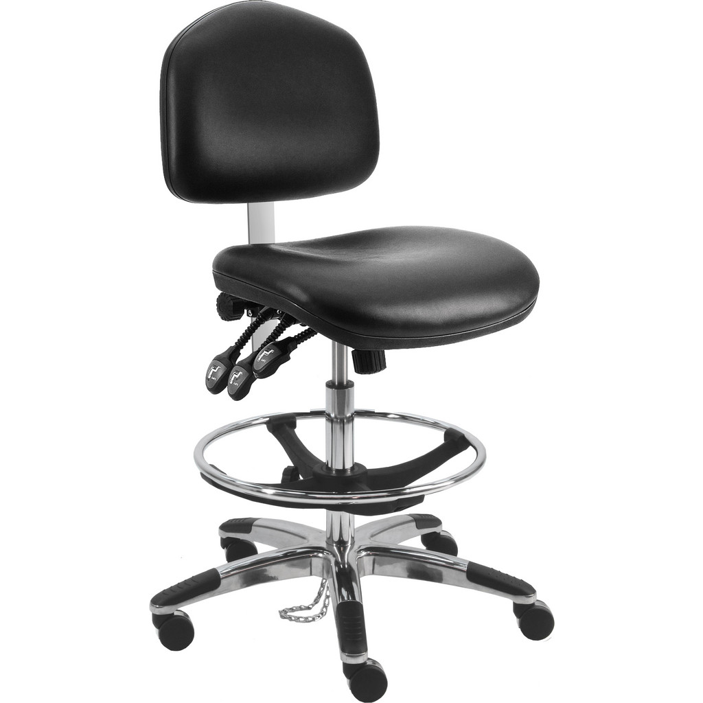 BenchPro - ESD Cleanroom Wide Task Chair: Vinyl, Black | MSC Direct