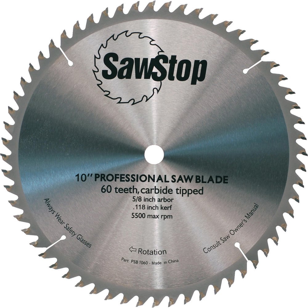 SawStop CB104 184 Wet & Dry Cut Saw Blade: 10" Dia, 5/8" Arbor Hole, 0.079" Kerf Width, 60 Teeth 