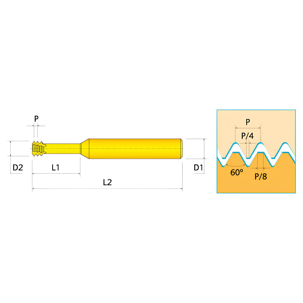 Ingersoll Cutting Tools Helical Flute Thread Mill 1/4, 3 Flute, 1/4