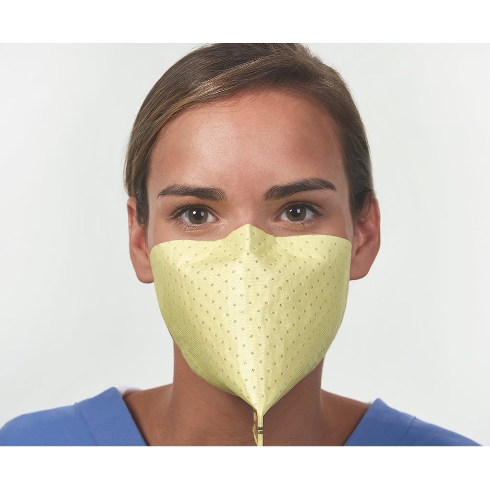 Disposable Strapless N95 Mask: Yellow, Size Large