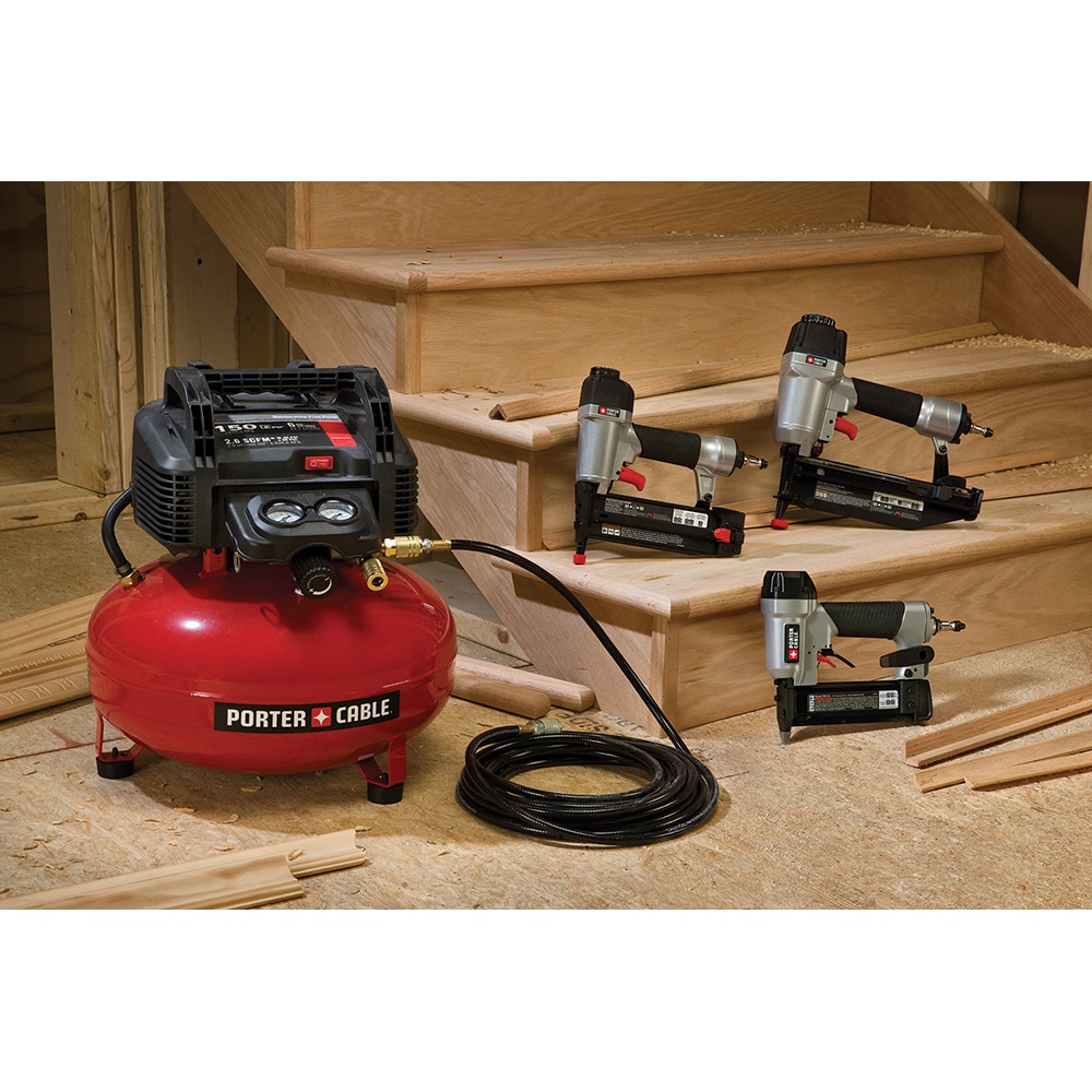 Portable Electric Air Compressors; Horsepower: 0.8 ; CFM: 2.6 SCFM @ 90 psi ; Tank Capacity: 6 Gal. ; Configuration: Pancake ; Maximum Working Pressure (psi): 150.000