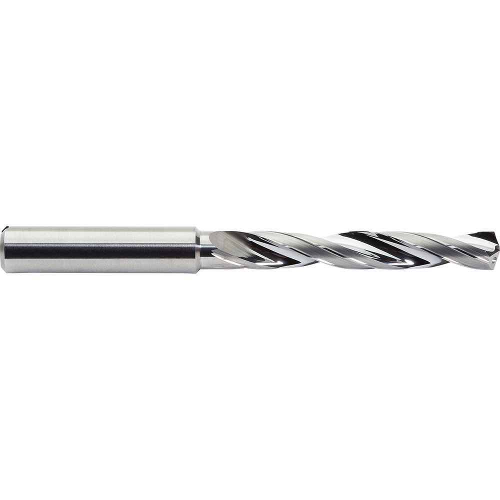Jobber Length Drill Bit: 1/8" (0.1250) Dia, 142 deg, Solid Carbide - Bright/Uncoated Finish, 2.6000" OAL, Right Hand Cut, Helical Flute, Straight Shank