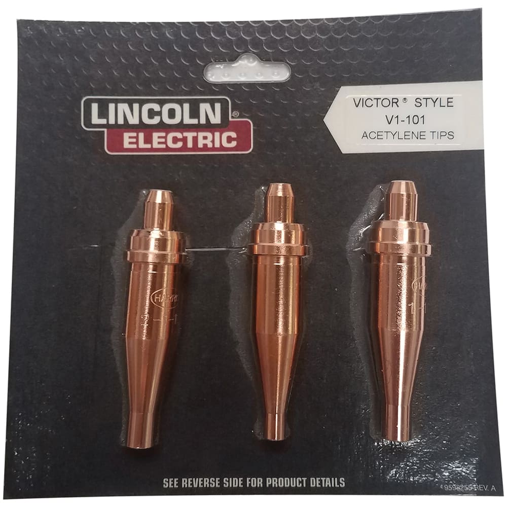 Lincoln Electric KH406 Oxygen/Acetylene Torch Tips; Type: Cutting Tip ; Tip Number: 1-101; 0-1-101; 2-1-101 ; For Use With: Victor Torches ; Gas Type: Acetylene ; Maximum Cutting: 5/16 ; Minimum Cutting: 1/8 (Inch) 