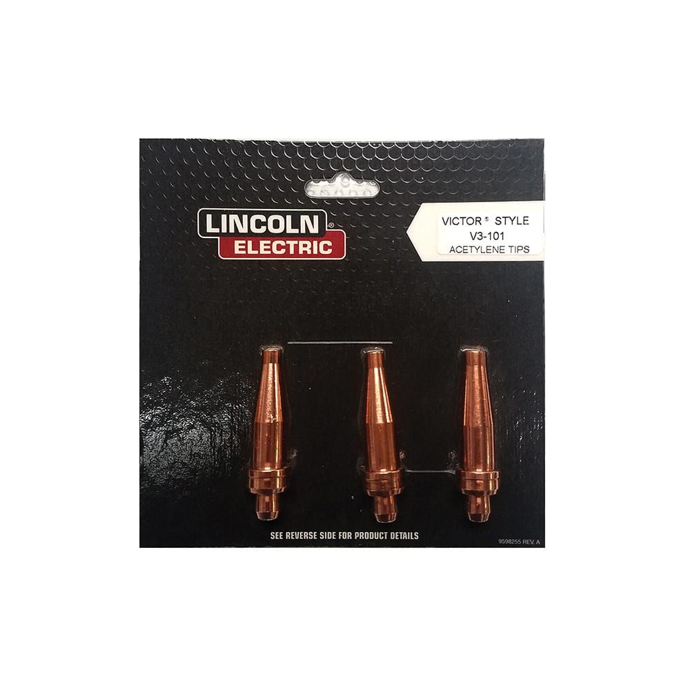 Lincoln Electric KH405 Oxygen/Acetylene Torch Tips; Type: Cutting Tip ; Tip Number: 0-1-101; 2 ; Gas Type: Acetylene ; Maximum Cutting: 2 ; Minimum Cutting: 1/8 (Inch); Number of Pieces: 3.000 