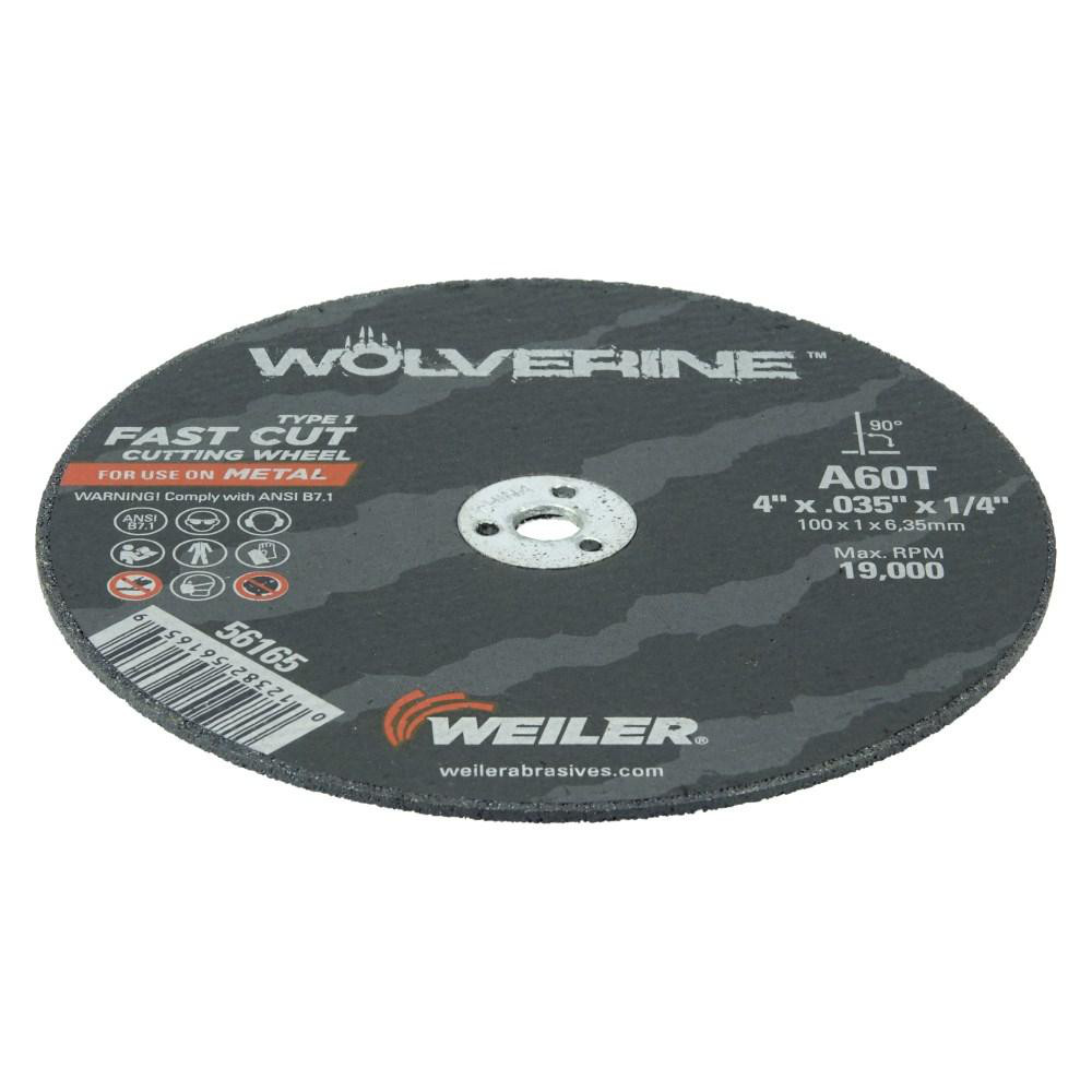Weiler CutOff Wheel Type 1 (01/41), 4" Dia, Aluminum Oxide MSC Direct