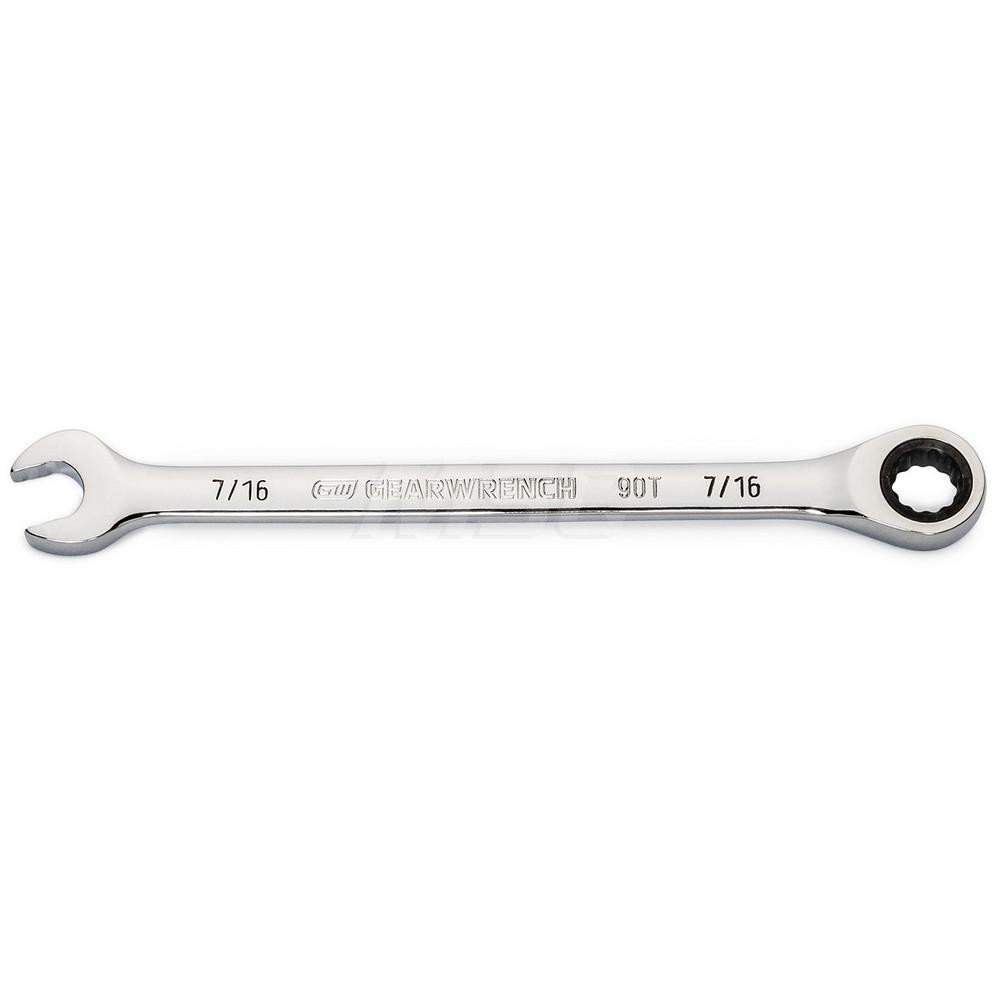 Combination Wrench: 7/16" Head Size - Alloy Steel, Polished Chrome Finish