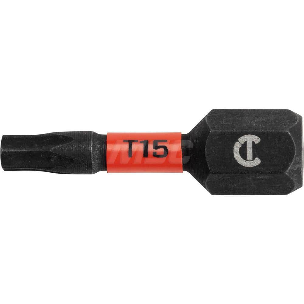 Torx Screwdriver Bits; Type: Bit ; Torx Size: T15 ; Overall Length (Inch): 1 ; Hex Size (Inch): 1/4