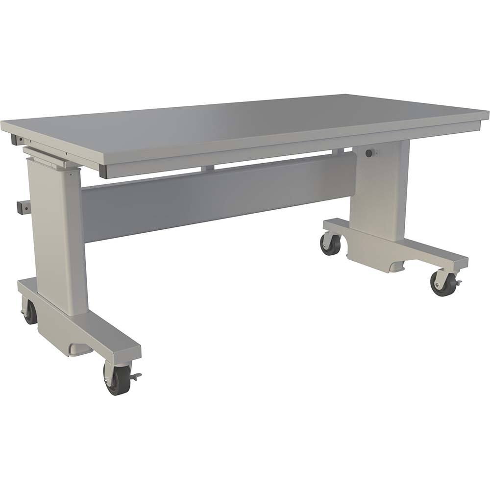 Mobile Work Benches; Type: Mobile Workbench ; Depth (Inch): 30 ; Leg Style: Adjustable Height; C-Leg (Cantilever); Manual Height Adjustment ; Height (Inch): 28 ; Color: Light Gray ; Maximum Height (Inch): 44