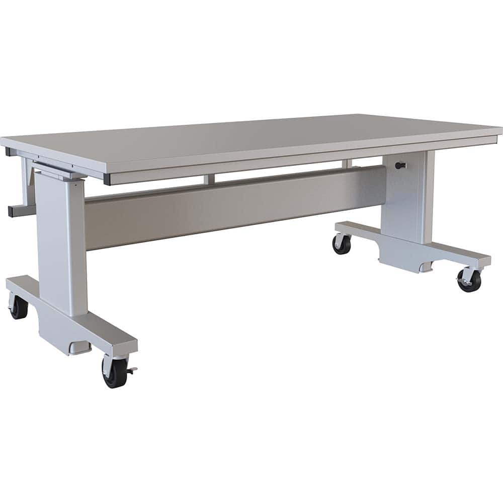 Mobile Work Benches; Type: Mobile Workbench ; Depth (Inch): 36 ; Leg Style: Adjustable Height; C-Leg (Cantilever); Manual Height Adjustment ; Height (Inch): 28 ; Color: Light Gray ; Maximum Height (Inch): 44