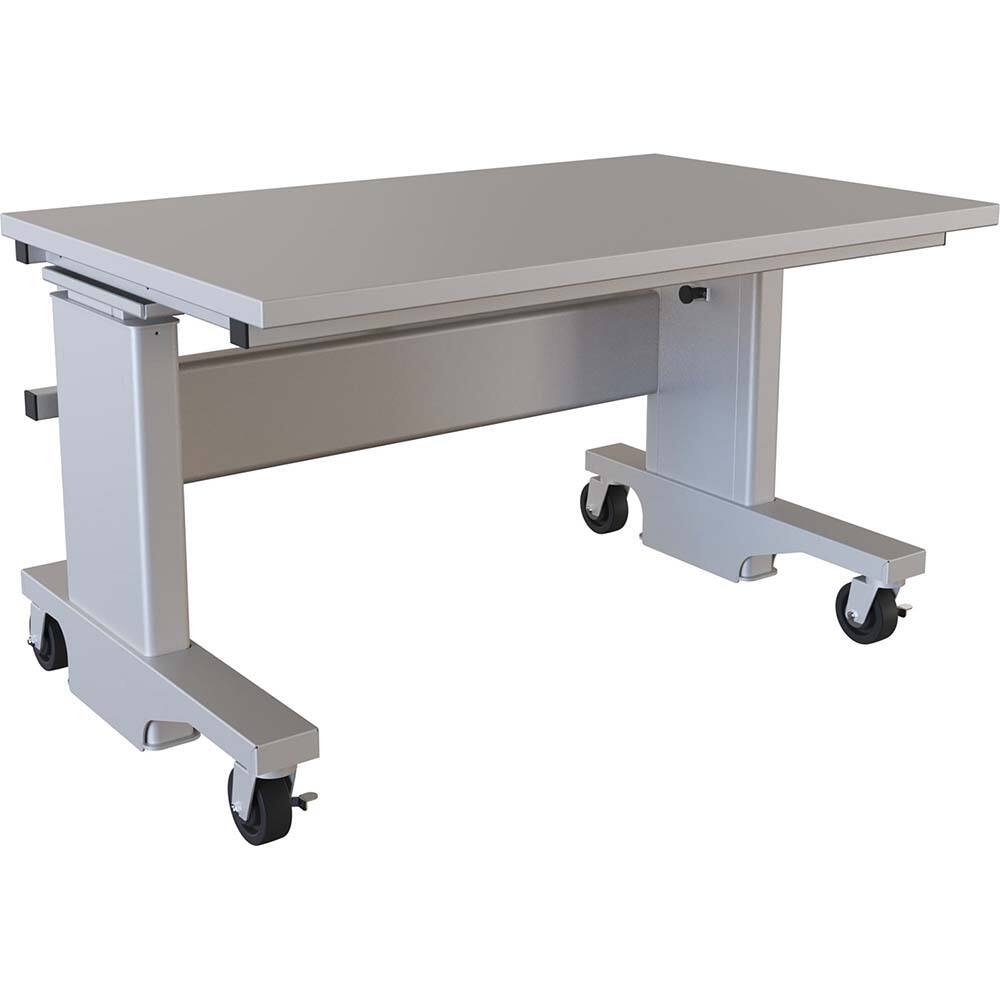 Mobile Work Benches; Type: Mobile Workbench ; Depth (Inch): 30 ; Leg Style: Adjustable Height; C-Leg (Cantilever); Manual Height Adjustment ; Height (Inch): 28 ; Color: Light Gray ; Maximum Height (Inch): 44