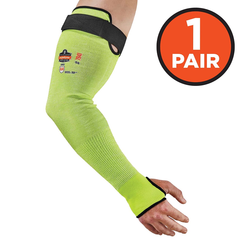Cut-Resistant Sleeves: Size L, HPPE, Lime, ANSI Cut A4