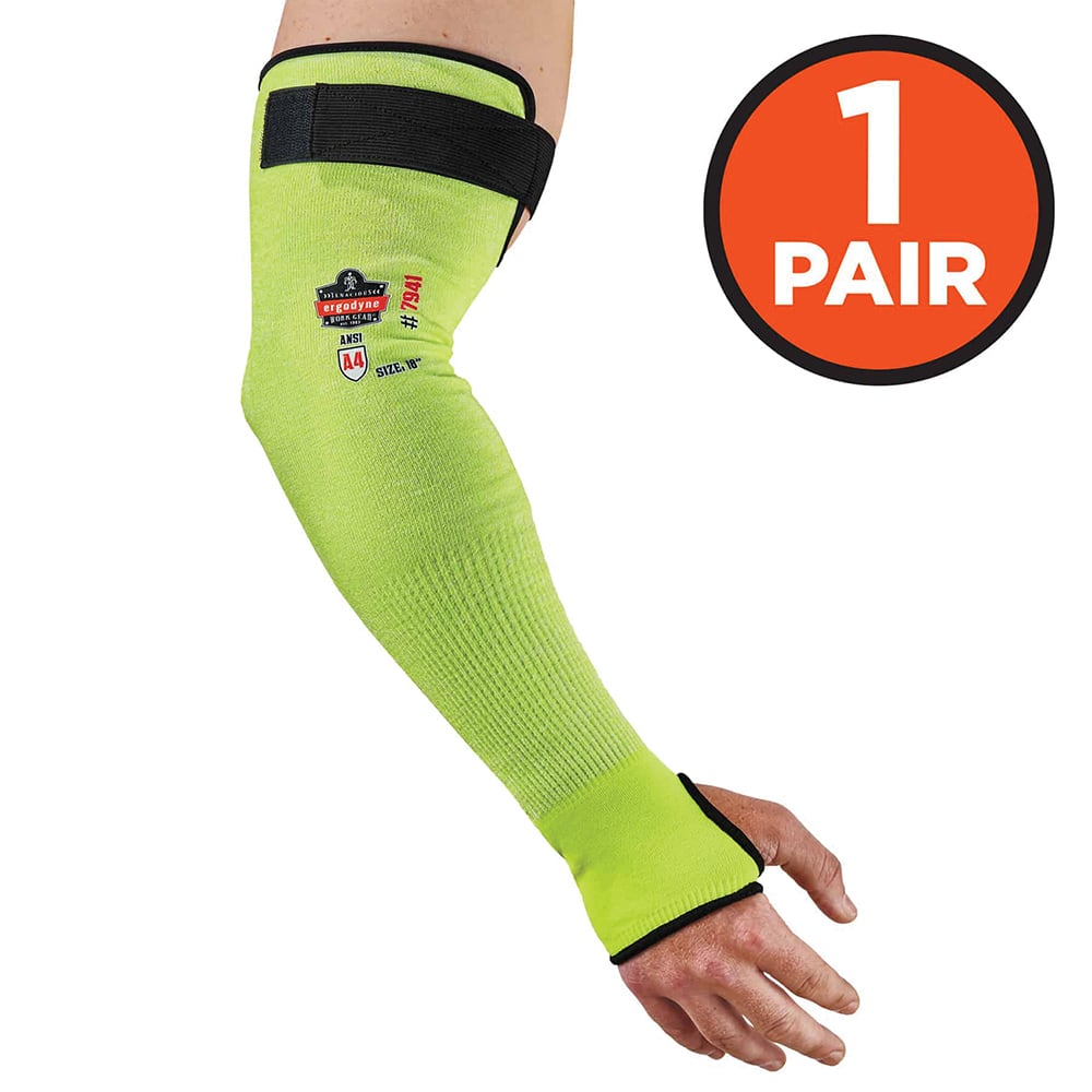 Cut-Resistant Sleeves: Size S, HPPE, Lime, ANSI Cut A4