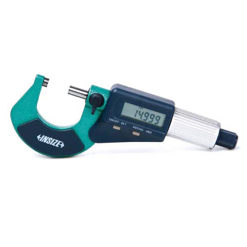 Insize USA LLC 3109-25A Electronic Outside Micrometer: 1", Solid Carbide Measuring Face 