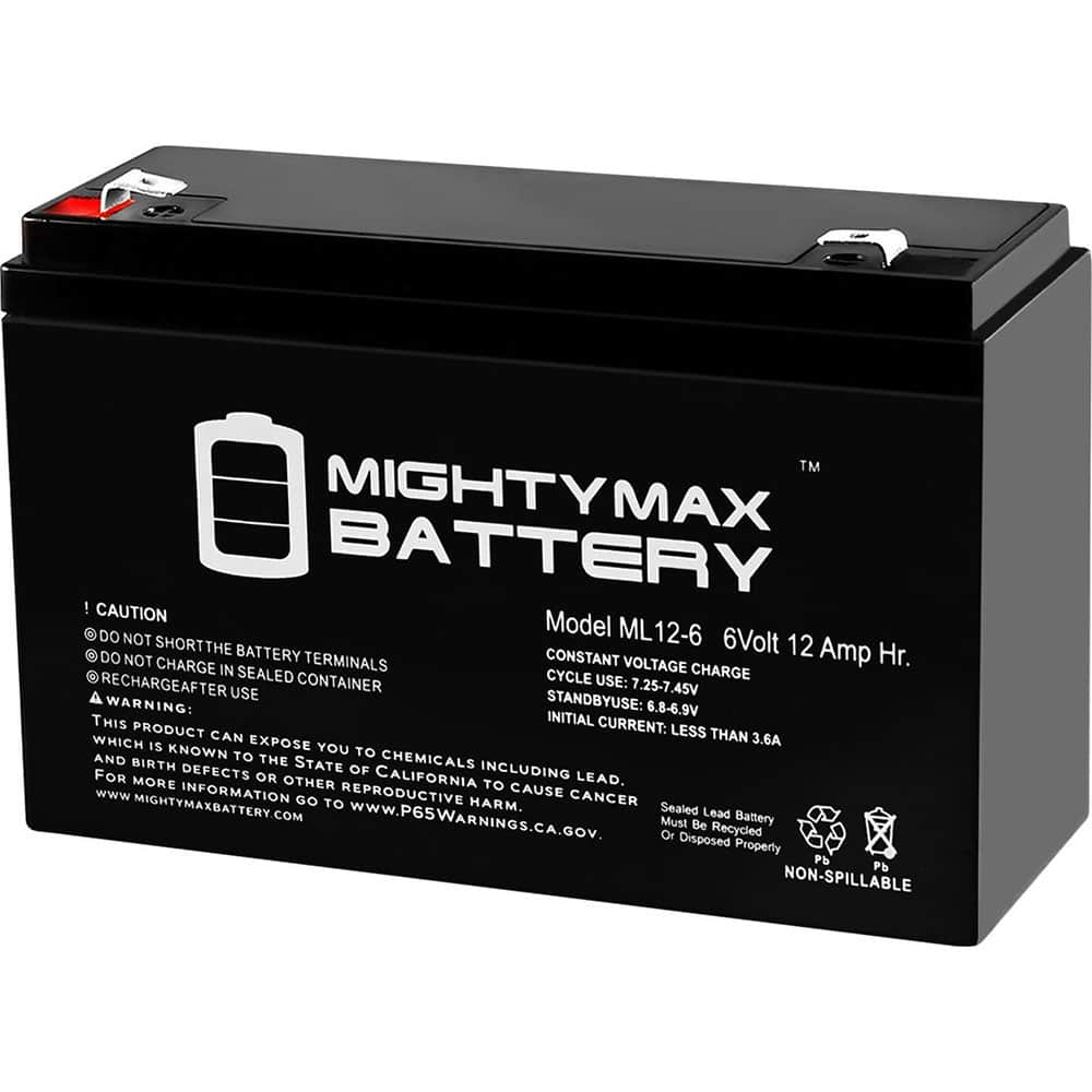 Mighty Max Battery ML12-6F2 Rechargeable Lead Battery: 6V, 12 Ah, F2 Terminal 