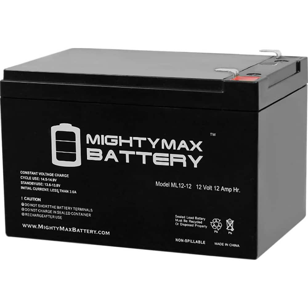 Mighty Max Battery ML12-12F2 Rechargeable Lead Battery: 12V, 12 Ah, F2 Terminal 