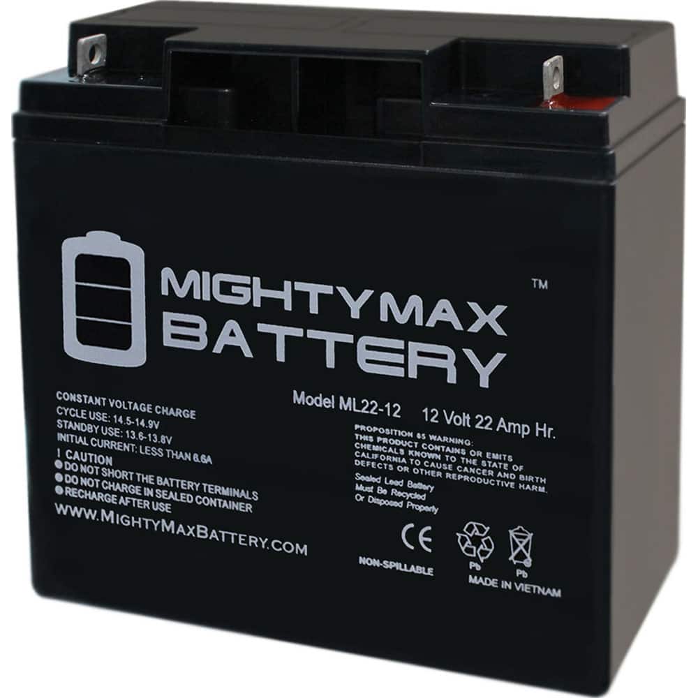 Mighty Max Battery ML22-12 Rechargeable Lead Battery: 12V, 22 Ah, Nut & Bolt Terminal 