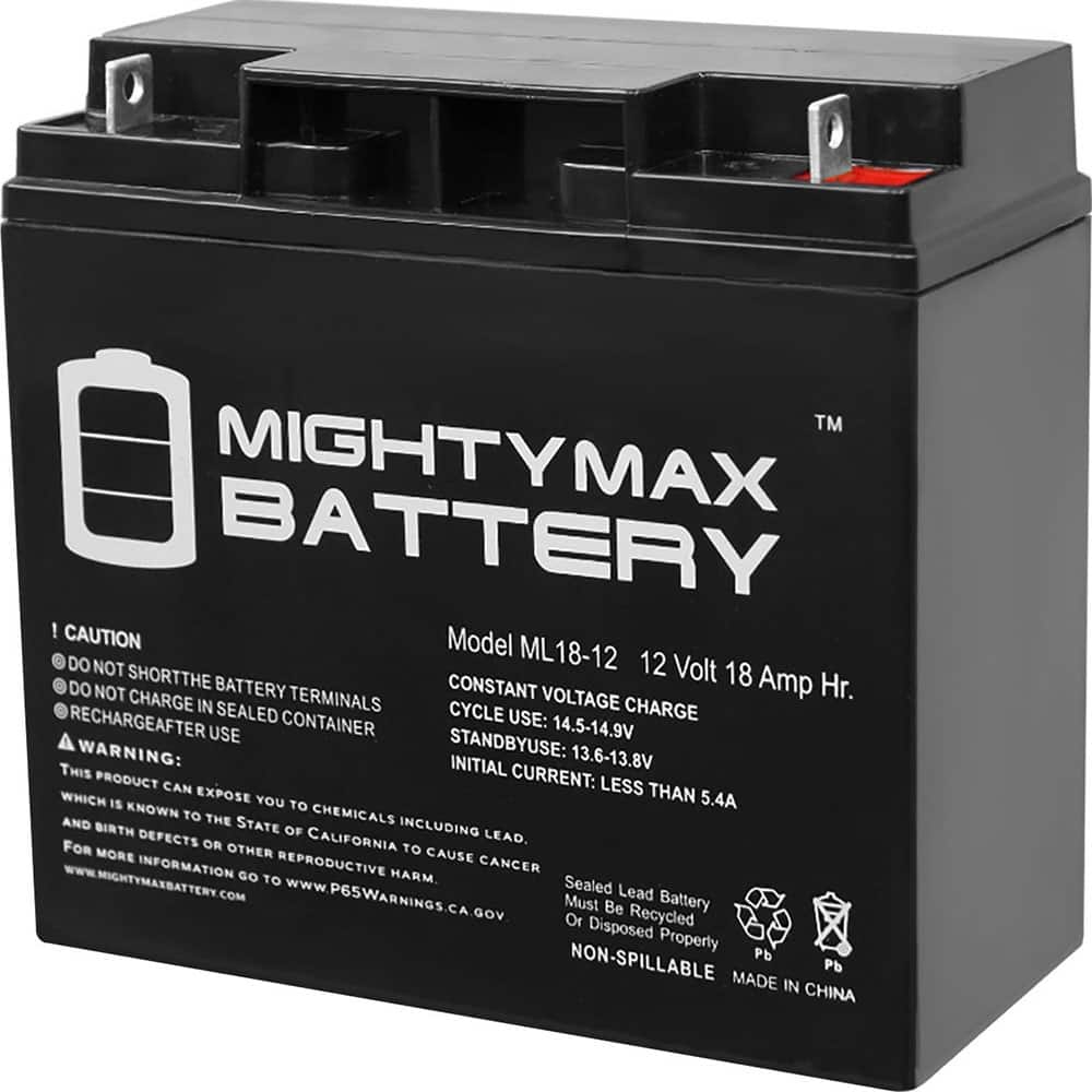 Mighty Max Battery ML18-12 Rechargeable Lead Battery: 12V, Nut & Bolt Terminal 