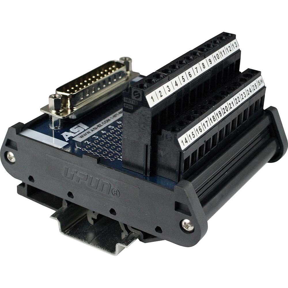 Interface Relay Modules; Input Amperage (mA): 0.01 ; Input Amperage: 0.01 ; Coil Voltage: 24 VDC ; Mounting Type: DIN Rail ; For Use With: Connecting 25 pin Male D-Sub Connector to Wire