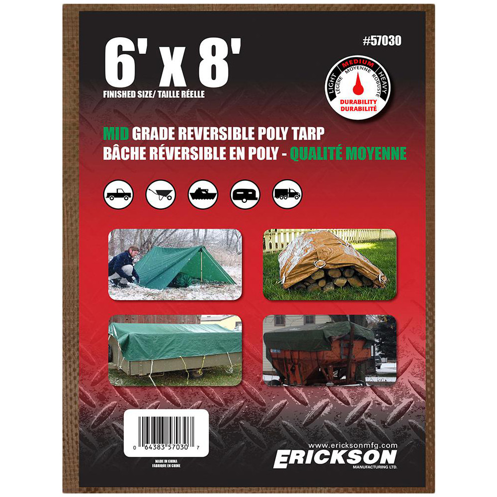 Erickson Manufacturing Tarp/Dust Cover Brown, Polyethylene, 8' Long