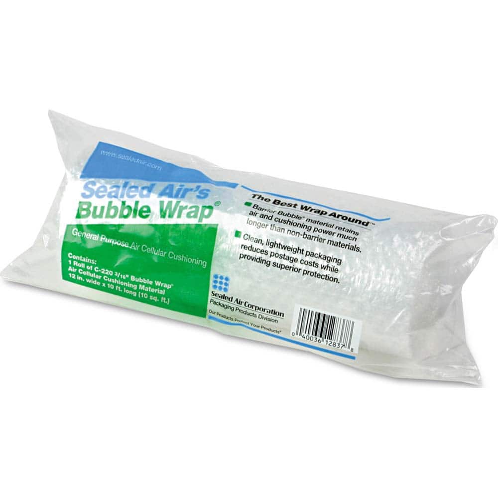Bubble Roll & Foam Wrap; Package Type: Roll ; Overall Length (Feet): 10 ; Overall Width (Inch): 12 ; Overall Thickness (Decimal Inch): 3/16 ; Color: Clear ; Bubble Size: Small