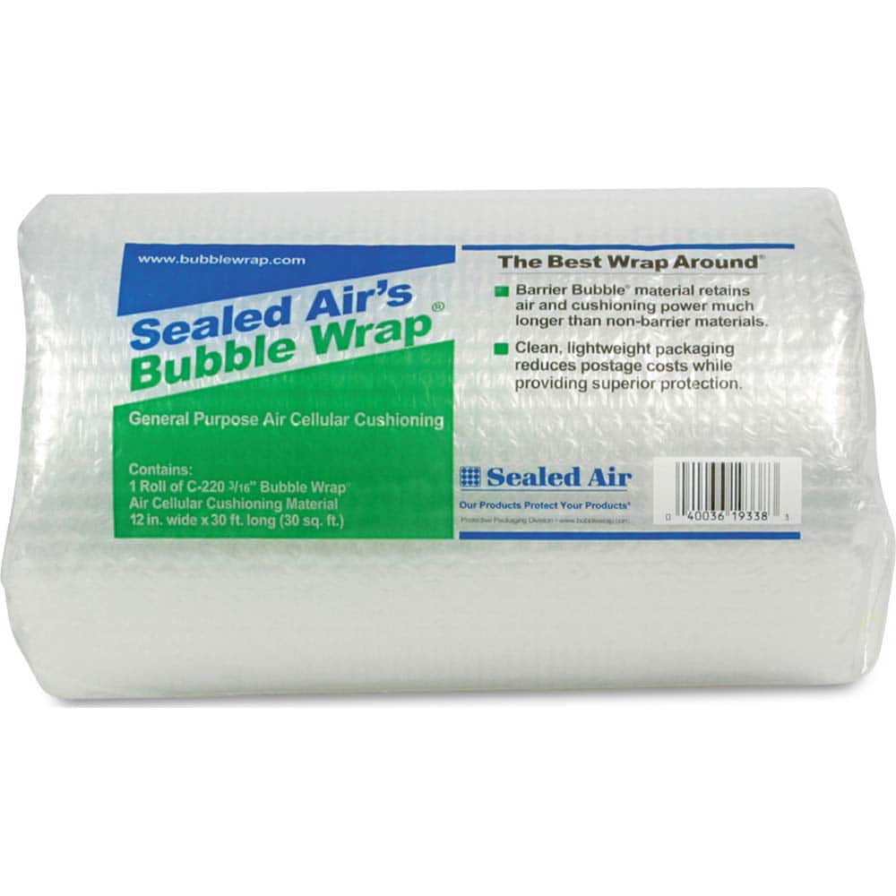 Bubble Roll & Foam Wrap; Package Type: Roll ; Overall Length (Feet): 30 ; Overall Width (Inch): 12 ; Overall Thickness (Decimal Inch): 3/16 ; Color: Clear ; Bubble Size: Medium