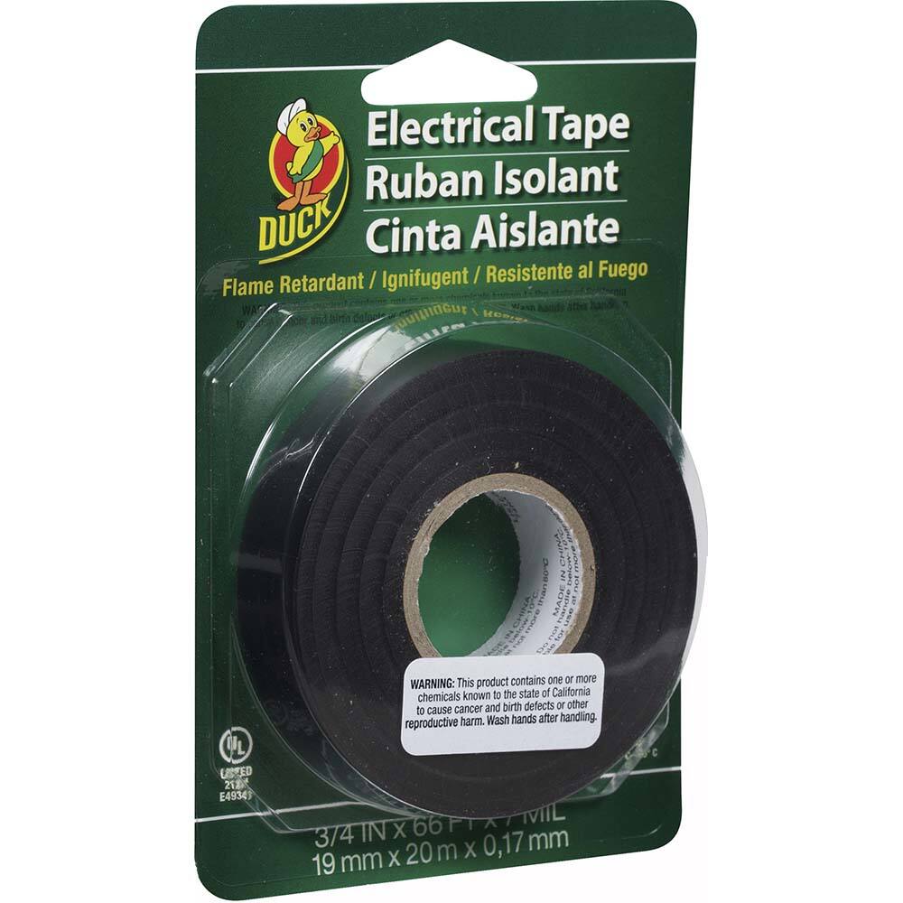 Vinyl Electrical Tape: 3/4" Wide, 66' Long, 7 mil Thick, Black