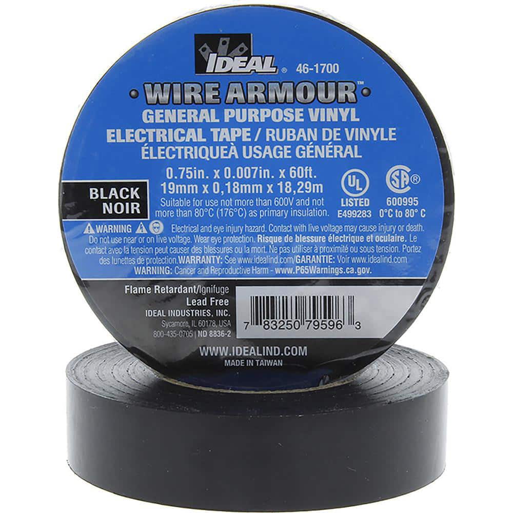 Vinyl Film Electrical Tape: 3/4" Wide, 66' Long, 7 mil Thick, Brown