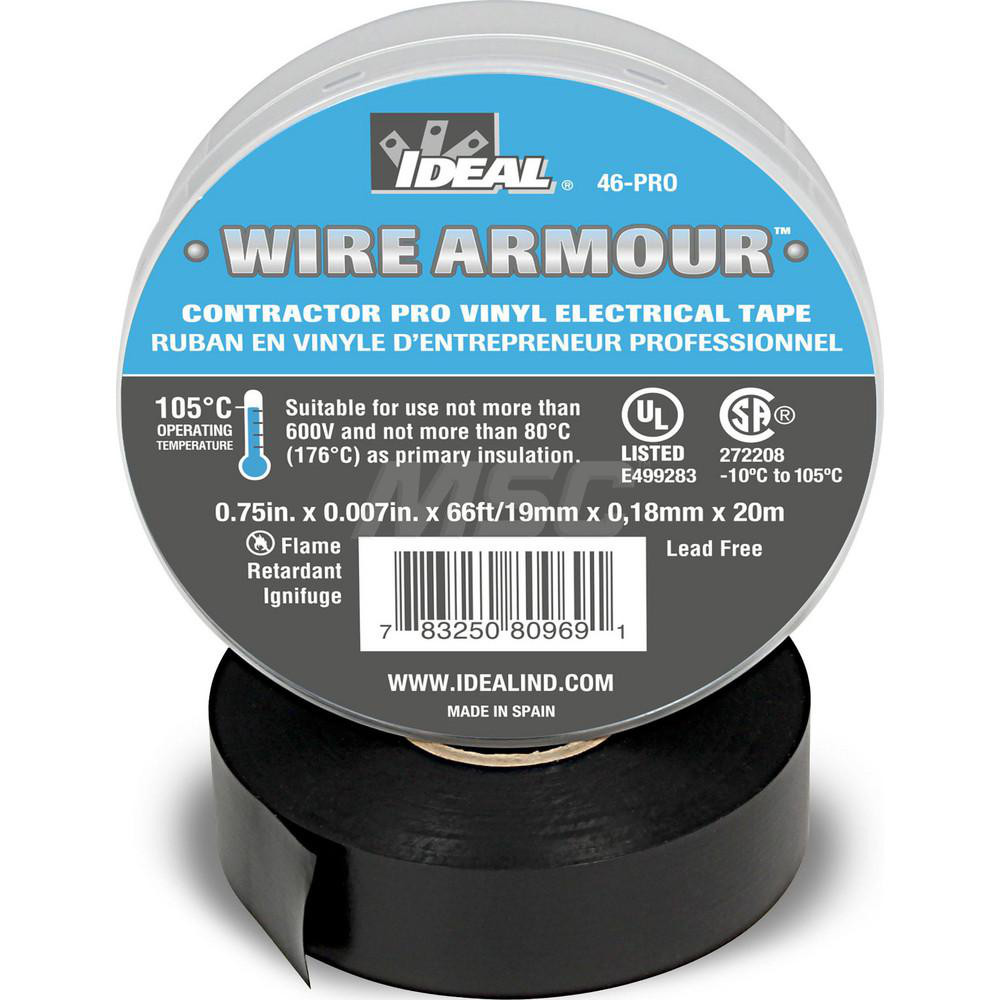 Ideal Electrical Tape; Tape Material Vinyl Film ; Tape Width 0.75in
