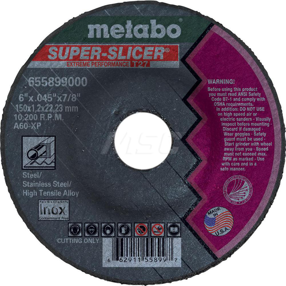 Metabo Cutoff Wheel Type 27, 6" Dia, 0.045" Thick, 7/8" Hole, Aluminum Oxide MSC Direct