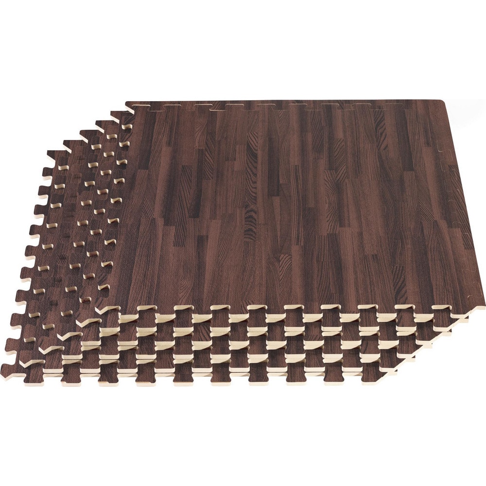 Anti-Fatigue Modular Tile Mat: Dry Environment, 4" Length, 3/8" Thick, Interlocking Edge, Cherry