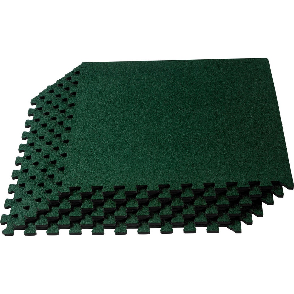 Anti-Fatigue Modular Tile Mat: Dry Environment, 4" Length, 3/8" Thick, Interlocking Edge, Hunter Green