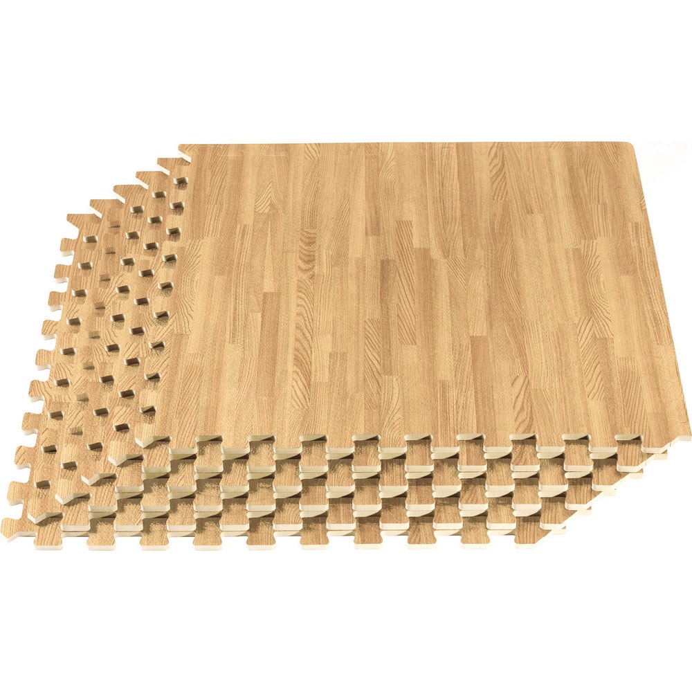 Anti-Fatigue Modular Tile Mat: Dry Environment, 4" Length, 3/8" Thick, Interlocking Edge, White Oak