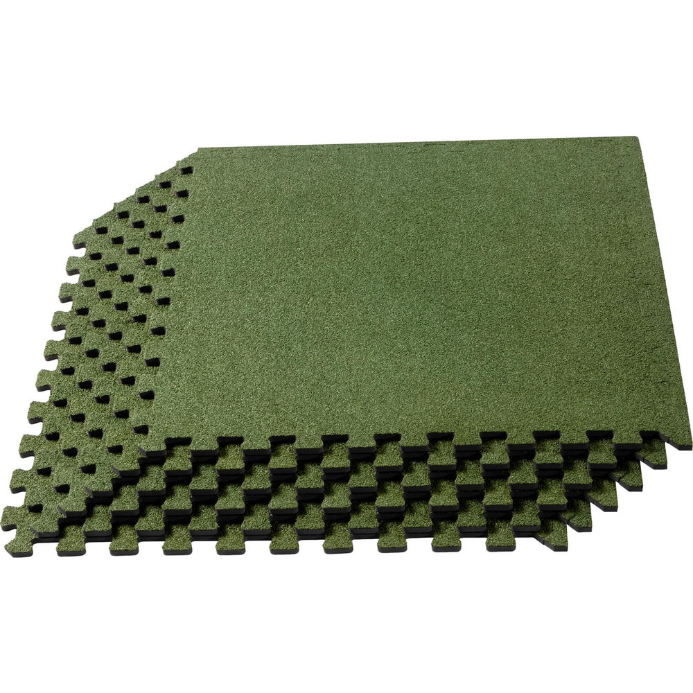 Anti-Fatigue Modular Tile Mat: Dry Environment, 4" Length, 3/8" Thick, Interlocking Edge, Olive Green